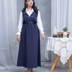 Navy Blue Classic Layered Maxi Dress